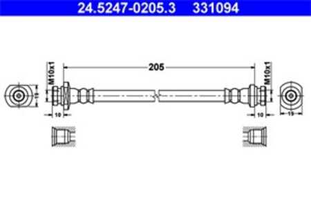 Bromsslang, Bakaxel, chevrolet aveo / kalos halvkombi, aveo / kalos sedan, daewoo kalos, kalos sedan, 96407749