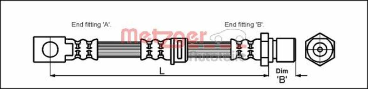 Bromsslang, framaxel höger, framaxel vänster, Höger fram, Vänster fram, opel omega a, omega a kombi, senator b, 562 042, 562 34