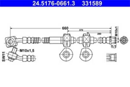 Bromsslang, framaxel höger, opel cascada, vauxhall cascada cabriolet, 13400903, 39041652, 5 62 508