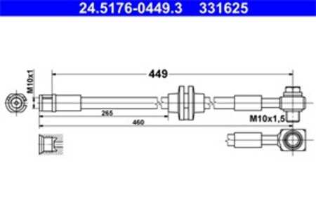 Bromsslang, framaxel höger, opel zafira tourer c, zafira tourer c van, vauxhall zafira mk iii, 13378378, 13399647, 39041646, 5 