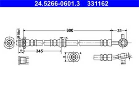 Bromsslang, framaxel höger, nissan qashqai / qashqai +2 i, qashqai / qashqai +2 van i, qashqai suv ii, 46210-JD000