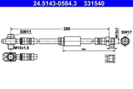 Bromsslang, Framaxel, vw beetle, beetle cabriolet, golf van variant vi, golf variant vi, jetta iv, jetta sedan vii, 561 611 701