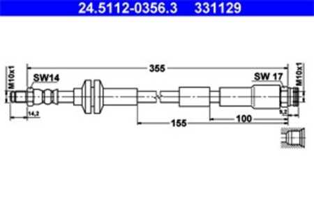 Bromsslang, Framaxel, abarth 500 / 595 / 695, 500c / 595c / 695c, fiat 500, 500 c, panda, panda van, ford ka, lancia ypsilon, 1