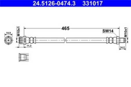 Bromsslang, Framaxel, mercedes-benz a-klass [w169], b-klass sports tourer [w245], 169 428 00 35, A 169 428 00 35