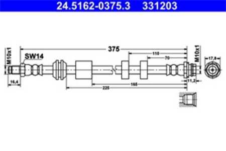 Bromsslang, Framaxel, volvo s60 ii, s80 ii, v60 i, v60 skåp / kombi i, v70 iii, v70 skåp / kombi iii, 30683623, 30793631, 31305