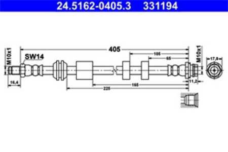 Bromsslang, Framaxel, volvo v60 i, xc70 ii, xc70 van ii, 30793874, 31261880, 31305079