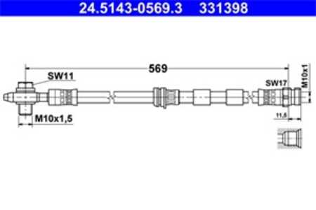 Bromsslang, Framaxel, audi,seat,skoda,vw, 1J0 611 701 B, 1J0 611 701 C, 1J0 611 701 D, 1J0 611 701 E, 1J0 611 701 G, 1J0 611 70