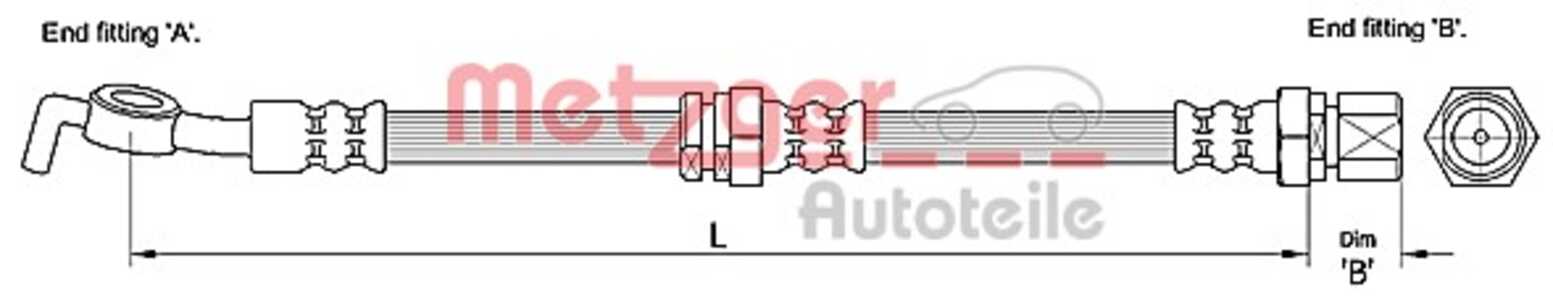 Bromsslang, Höger bak, chevrolet lacetti, nubira kombi, nubira sedan, daewoo lacetti halvkombi, nubira sedan, nubira wagon, 963