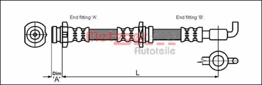 Bromsslang, Höger fram, Vänster fram, isuzu trooper i, opel frontera a, frontera a sport, 4300893, 562 304, 8944033223, 9114243