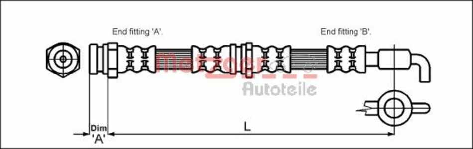 Bromsslang, Höger fram, Vänster fram, mazda, B455-43-980, B455-43-980A, B455-43-980B