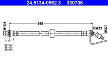 Bromsslang, Nedre, Upptill, opel,renault,vauxhall, 45 00 131, 77 00 302 379, 9160431