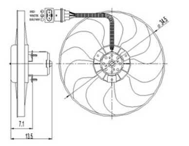 Fläkt, kylare, Tvåsidig, Höger, Vänster, audi,seat,skoda,vw, 1J0959455M, 6N0959455F, 6N0959455G, 6N0959455L, 6QD959455A, 6X0959