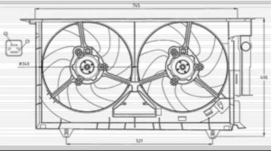 Fläkt, kylare, Tvåsidig, citroën,peugeot, 1250F0, 125473, 125474, 1308R9, 1308T0, 1308T1, 51 24 4 826 678, 51 24 7 185 905, 770