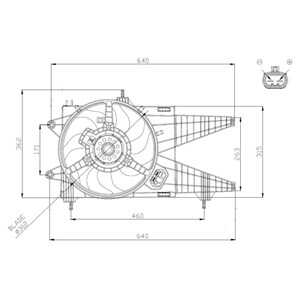 Fläkt, kylare, fiat punto, punto skåp/halvkombi, 46524621, 46762887, 46846086, 51738696