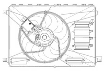 Fläkt, kylare, ford, 1460969, 1472815, 1477218, 1565834, 1593900, 6G918C607PA, 6G918C607PB, 6G918C607PC, 6G918C607PE, 6G91C607PD