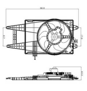 Fläkt, kylare, fiat idea, idea van, punto, punto skåp/halvkombi, lancia musa, ypsilon, 11213-88381, 1121488381P, 30666206, 3066