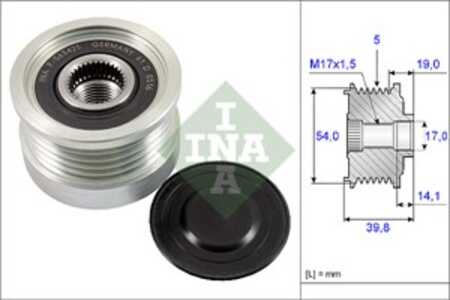 Frihjulskoppling, generator, abarth 500 / 595 / 695, 500c / 595c / 695c, 51820622, 51854917, 52003514, 77364965