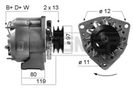 Generator, mercedes-benz t2/ln1 flak/chassi, t2/ln1 lok, t2/ln1 skåp, t2/ln1 tipp, 007 154 92 02, 007 154 99 02, 129 8995, 135 