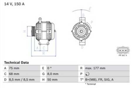 Generator, ford focus ii, focus sedan ii, focus turnier ii, volvo c30, s40 ii, v50, 1633079, 30667072, 30795495, 36002575, 3M5T