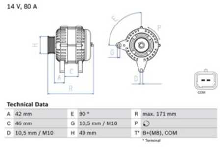 Generator, citroën c2, c2 enterprise, c3 i, c3 pluriel, peugeot 207, 207 skåp/halvkombi, 207 sw, 5705 CW, 96 519 274 80, 96 600