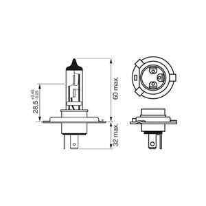 Halogenlampa H4 P43t, passar många modeller, 0050185