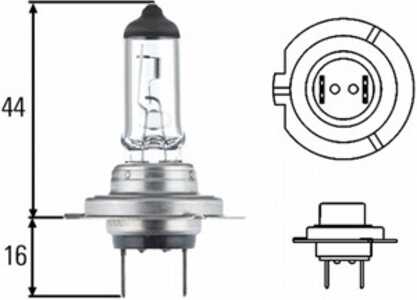 Halogenlampa HELLA STANDARD H7 PX 26 d, passar många modeller, 002 544 00 94, 030759, 163 7337, 1637338, 21LN-50410, 400 809 00