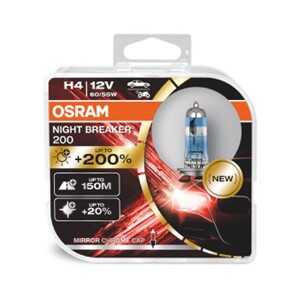 Halogenlampa  OSRAM NIGHT BREAKER 200 H4 P43t, citroën,vw,mercedes-benz