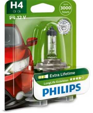 Halogenlampa  PHILIPS LongLife EcoVision H4 P43t-38, citroën,porsche,vw,mercedes-benz,audi, 000 544 9094, 000000 000374, 025816