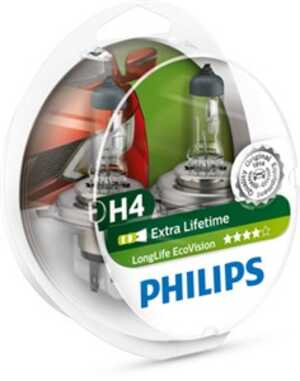 Halogenlampa  PHILIPS LongLife EcoVision H4 P43t-38, citroën,porsche,vw,mercedes-benz,audi, 000 544 9094, 000000 000374, 025816