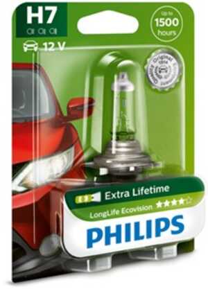 Halogenlampa PHILIPS LongLife EcoVision H7 PX26d, passar många modeller, 000000000H7, 00000000H7, 0000000H7, 000000H7, 002 544 