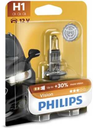 Halogenlampa PHILIPS Vision H1 P14,5s, passar många modeller, 000000 000268, 000000 000375, 030005050011, 07 11 9 978 390, 07 5