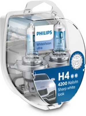 Halogenlampa  PHILIPS WhiteVision ultra H4 P43t-38, citroën,porsche,vw,mercedes-benz,audi, 000 544 9094, 000000 000374, 025816,