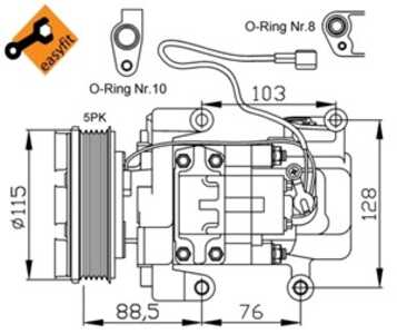 Kompressor, klimatanläggning, mazda 3, 3 sedan, 5, 31 30 6 781 550, 31 35 6 768 084, CC2961450G, CC2961K00, CC2961K00A, CC2961K