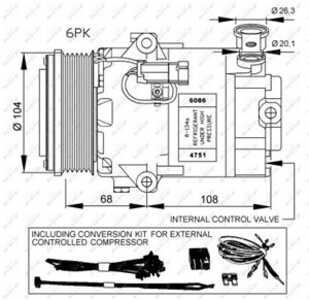 Kompressor, klimatanläggning, opel,vauxhall, 13124751, 13297443, 24466996, 6854056, 6854057, 6854097, 6854133, 93190259, R15800