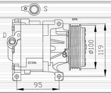 Kompressor, klimatanläggning, abarth,fiat,ford,lancia, 1535408, 46782669, 51747318, 51804792, 52060461, 71721733, 71721734, 717