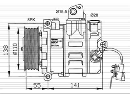 Kompressor, klimatanläggning, land rover discovery iii, discovery van iii, range rover sport i, 11 15 1 247 743, 11 15 1 739 23