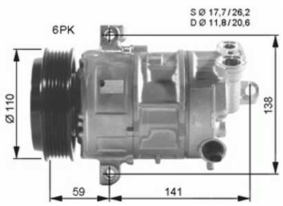 Kompressor, klimatanläggning, fiat,lancia,suzuki, 51831803, 55701201, 71746716, 71789108, 71789110, 71794684, 9520079JA0