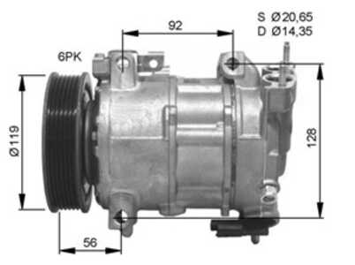 Kompressor, klimatanläggning, citroën,ds,peugeot, 1606230580, 1606467480, 64 11 9 163 328, 64 11 9 272 641, 6453WF, 6453WG, 645