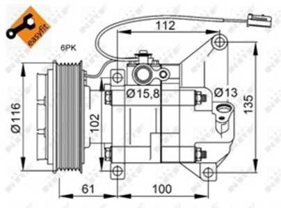 Kompressor, klimatanläggning, mazda 2, 16100-09140, 16100-09141, 16100-29125, D65161450G, D65161450H, D65161K00A, D65161K00B, D