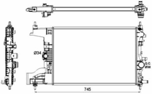 Kylare, motorkylning, opel astra j, astra j gtc, astra j sedan, astra j sports tourer, cascada, vauxhall astra mk vi, 1300302, 