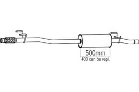 Mittenljuddämpare, Mitt, vw crafter 30-35 buss, crafter 30-50 flak/chassi, crafter 30-50 skåp, 2E0253409L, 2E0253409M