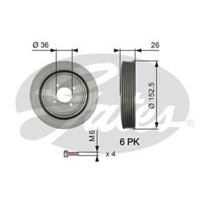 Remskiva, vevaxel, citroën,fiat,peugeot, 0515.L7, 0515.Q6, 0515L7, 0515Q6, 9624596880, 9637218980