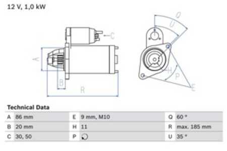 Startmotor, ford, 1762340, 1805306, 1846286, 1890321, 1911580, 2197568, CV6T11000GA, CV6T11000GB, CV6T11000GC, CV6T11000GD, CV6