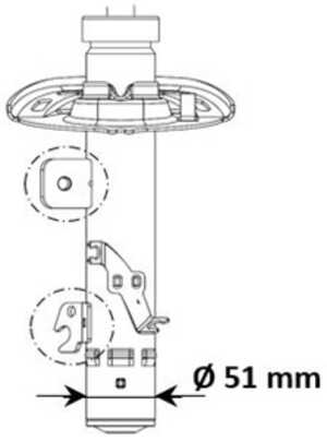 Stötdämpare, framaxel höger, ds ds 3, ds 3 cabriolet, peugeot 208 i, 208 skåp/halvkombi, 9803128180, 9803520480, 9804586680, 98