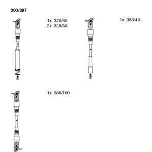 Tändkabelsats, opel frontera a sport, omega a, omega a kombi, vauxhall frontera mk i, 1612497, 1612531, 90442064