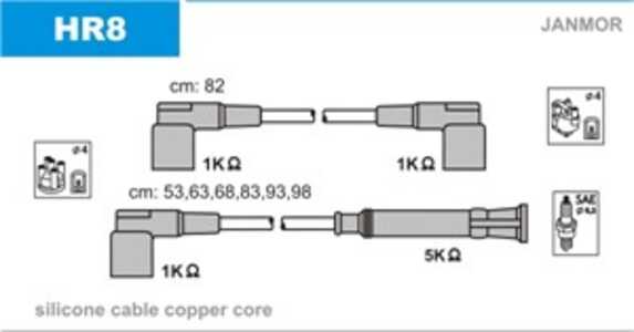 Tändkabelsats, bmw 5 [e28, e34], 6 [e24], 7 [e23, e32], 12 12 1 705 718, 12 12 1 716 939, 12 12 1 722 253