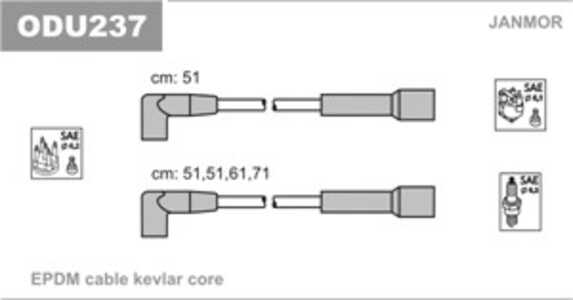 Tändkabelsats, opel, 1612459, 90008240, 90008241