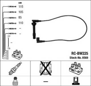 Tändkabelsats, bmw 3 [e30], 1 727 100, 12 12 1 727 100, 12121727100, 1727100