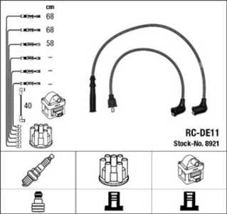 Tändkabelsats, daihatsu charade i, charade ii, charade iii, charade iv, cuore ii, 19901-87780-000, 90048-66001-000, 90048-66004