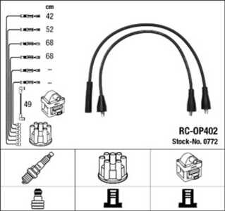 Tändkabelsats, opel,peugeot,vauxhall, 16 12 429, 90 113 025